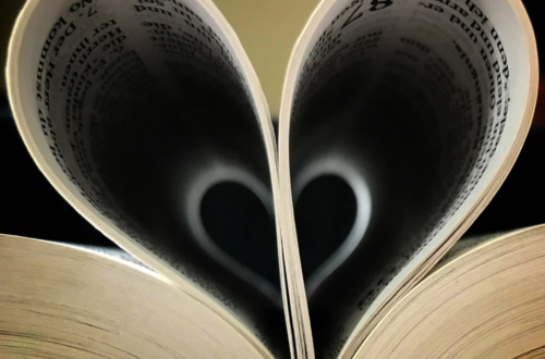 Bible with middle pages folded into a heart