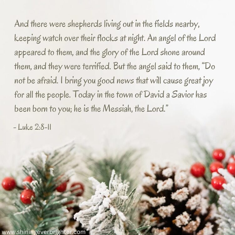Christmas Bible Verse Printable of Luke 2:8-11 for 10 Bible Verses for Christmas Eve or Morning Blogpost