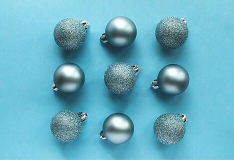 Blue ornaments arranged in a square represent a hard or blue Christmas