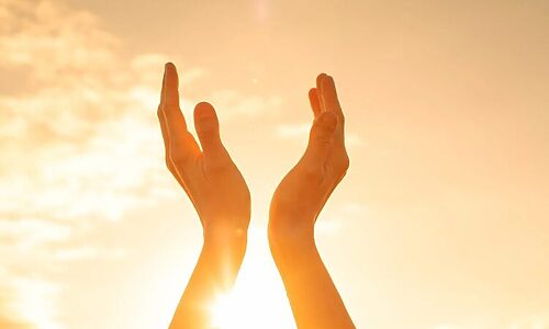 Image of raised hands illustrate praise, thankfulness and gratitude