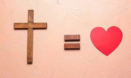 Image of cross equal sign and heart illustrate Jesus’s love and sacrifice on the cross