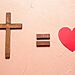 Image of cross equal sign and heart illustrate Jesus’s love and sacrifice on the cross