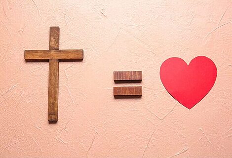 Image of cross equal sign and heart illustrate Jesus’s love and sacrifice on the cross