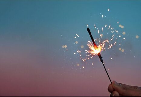 Image of hand holding a sparkler illustrates Prayer for God’s Vision in 2025