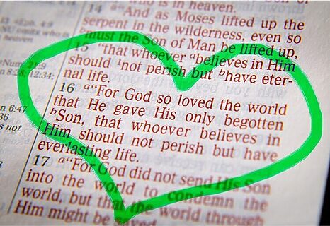 Heart drawn around bible verse John 3:16 shows biblical truth about God’s love