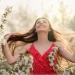 Joyful woman enjoying outdoors represents renewing your faith and refreshing your soul when feeling distant from God